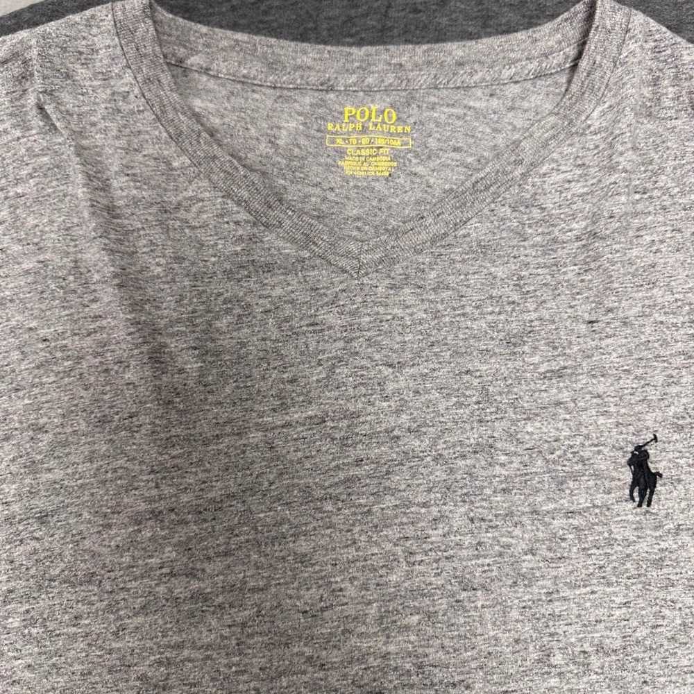 Polo Ralph Lauren Classic Fit Heather Gray V-Neck Short Sleeve T-Shirt Mens